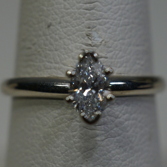 Jewelry - 14KY Gold Marquette Cut Genuine Diamond Ring